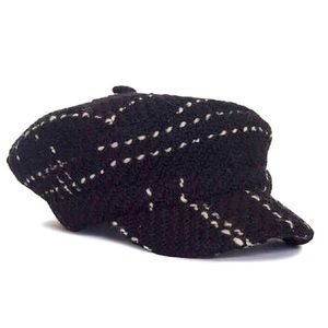 NWT Anine Bing Paige Black Plaid Newsboy Hat M/L